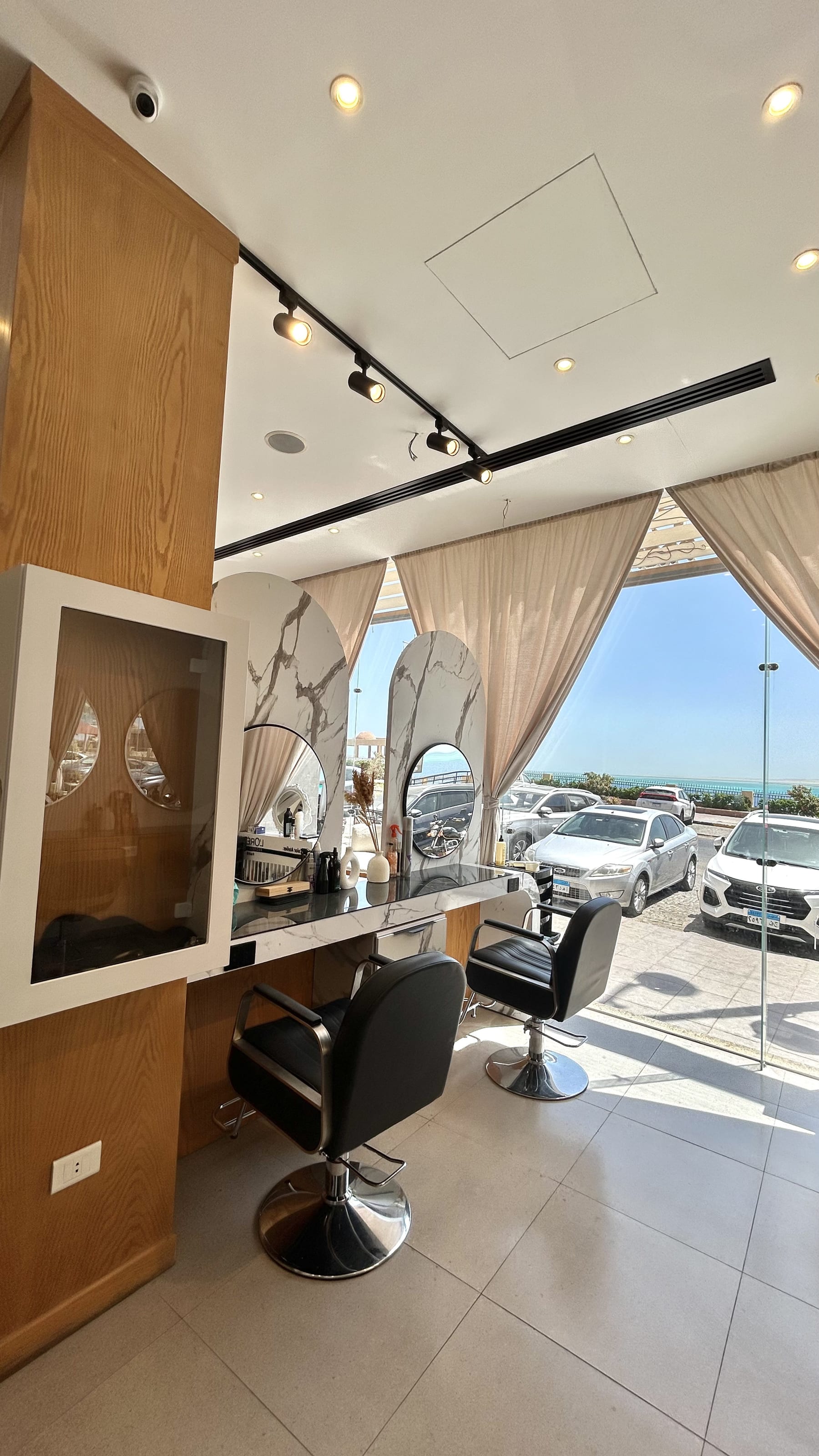 Hair styling station at Beauty Ley, natural light in Hurghada